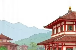 摊开的漫画分镜长图，紫蓝色调铺满连续格线