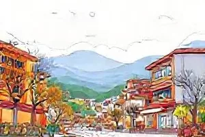 夜间列车车厢走廊的惊悚漫画封面