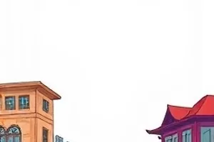 赤色潮水漫过城墙的漫画封面,整体色调偏暖红